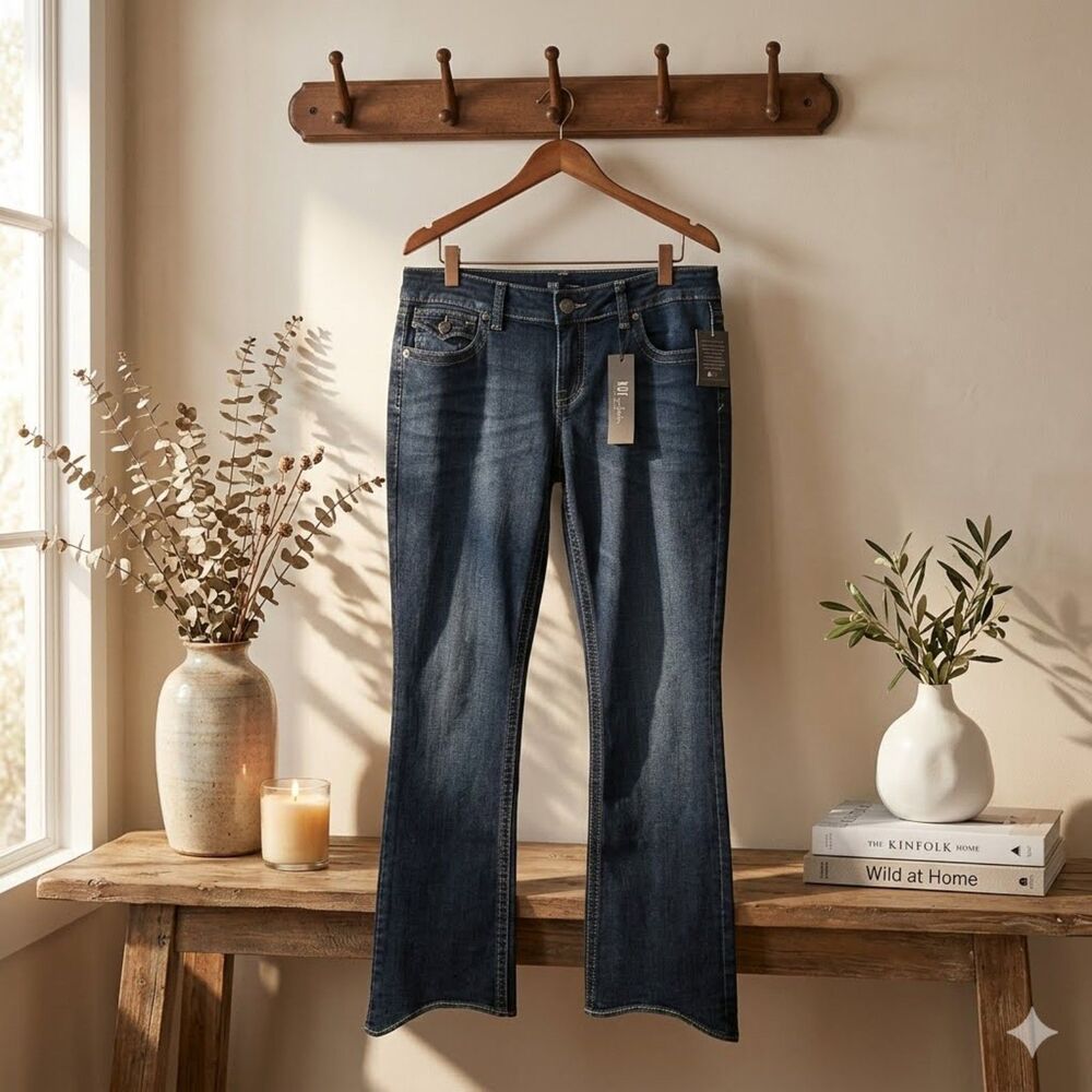 Kut From The Kloth Natalie Jeans Womens 12 High Rise Bootcut Blue Flap Pockets